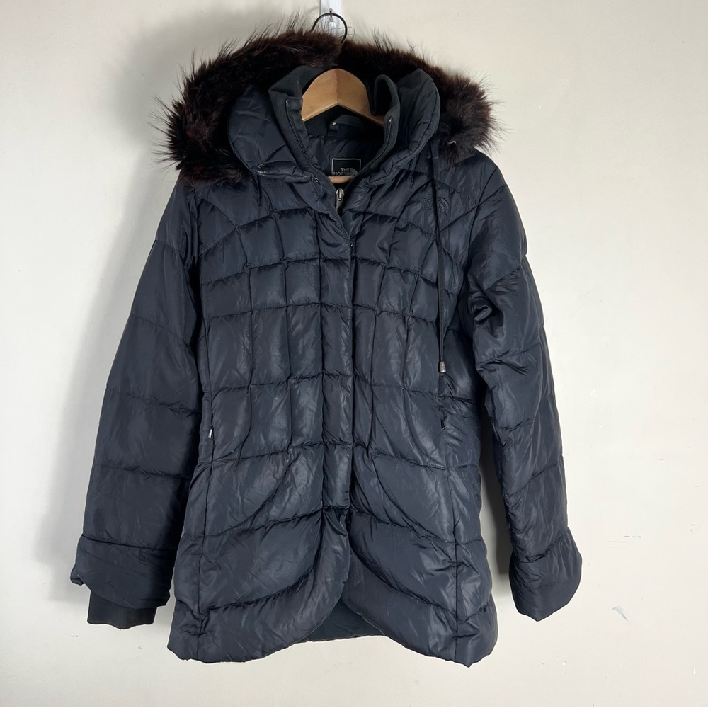 The North Face Women’s Black Down Filled Puffer Jacket Coat Size Medium Fur Hood